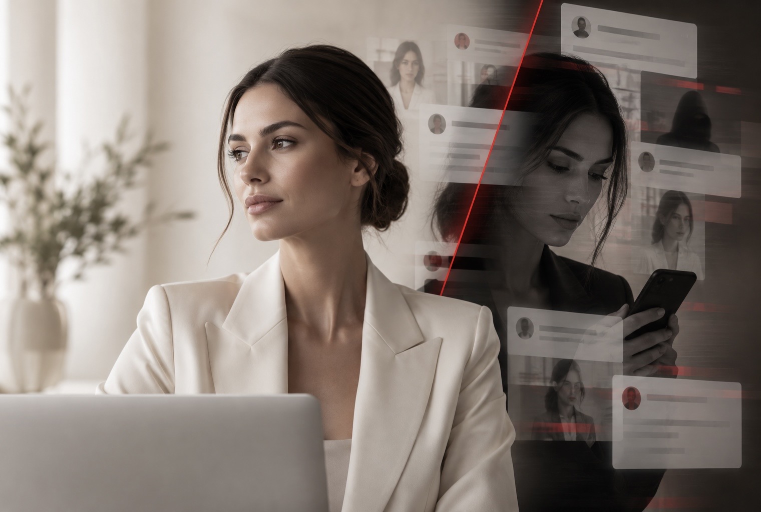 Visual representation of online impersonation and unauthorized digital activity